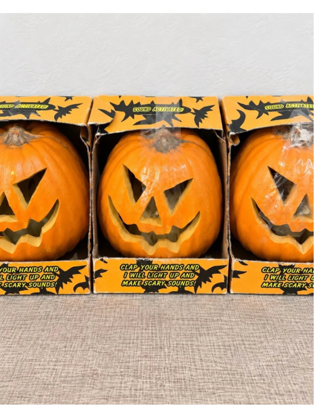 Vintage Gemmy Pumpkin Imposters (3pc) Sound Activated Jack O Lanterns -Tested